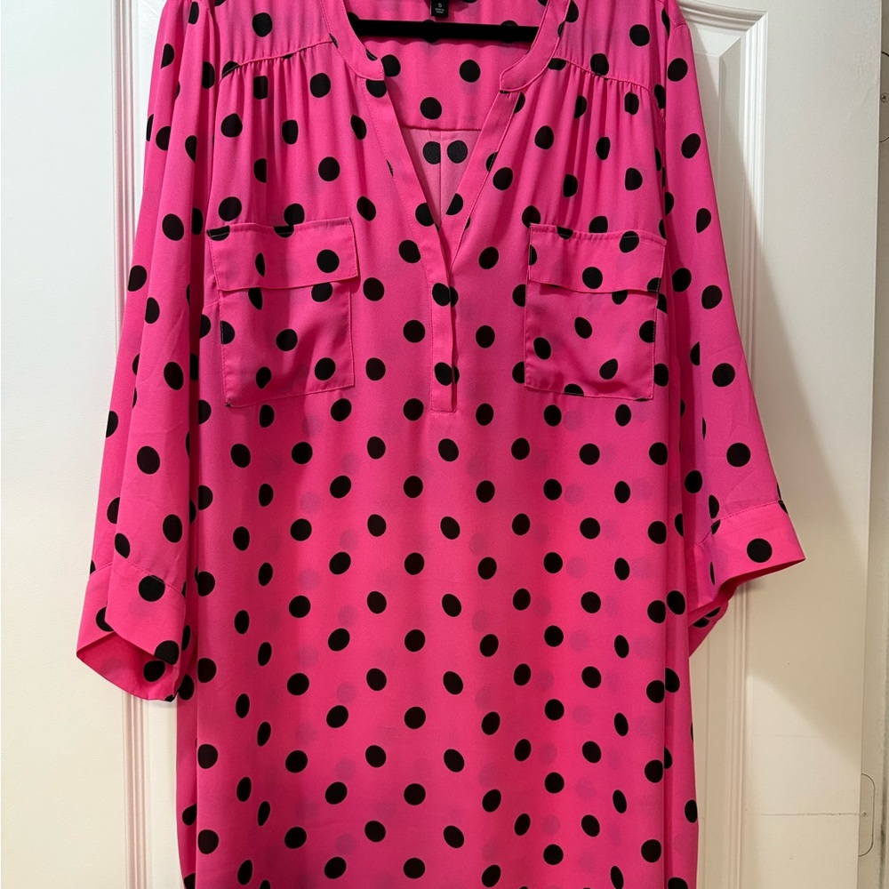Torrid Pink Polka Dot Blouse
